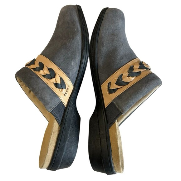 Spenco Topanga Clog Mule Blue Beige 10D Suede Braided Slip On Flat Comfort - Picture 7 of 14